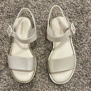 Mini Melissa White Flat Sandals with Buckle Straps